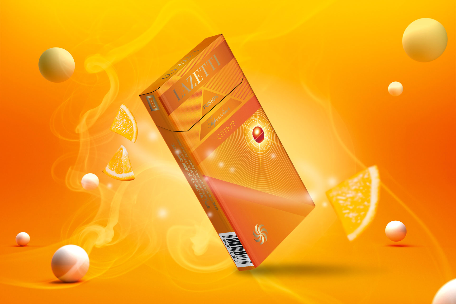 бренд і дизайн упаковки сигарет Lazetti Fusion Citrus